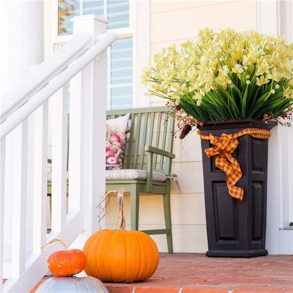 8 Bundles Artificial Daffodils Flowers, Fake Artificial Greenery UV Resistant - Picture 5 of 6